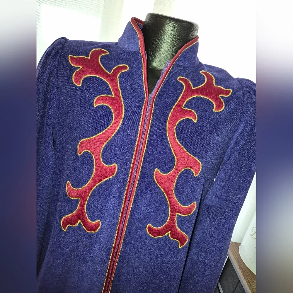 Oscar De La Renta Vintage Purple Velvet House Coat Lounging Robe Sz Medium USA - Picture 3 of 9